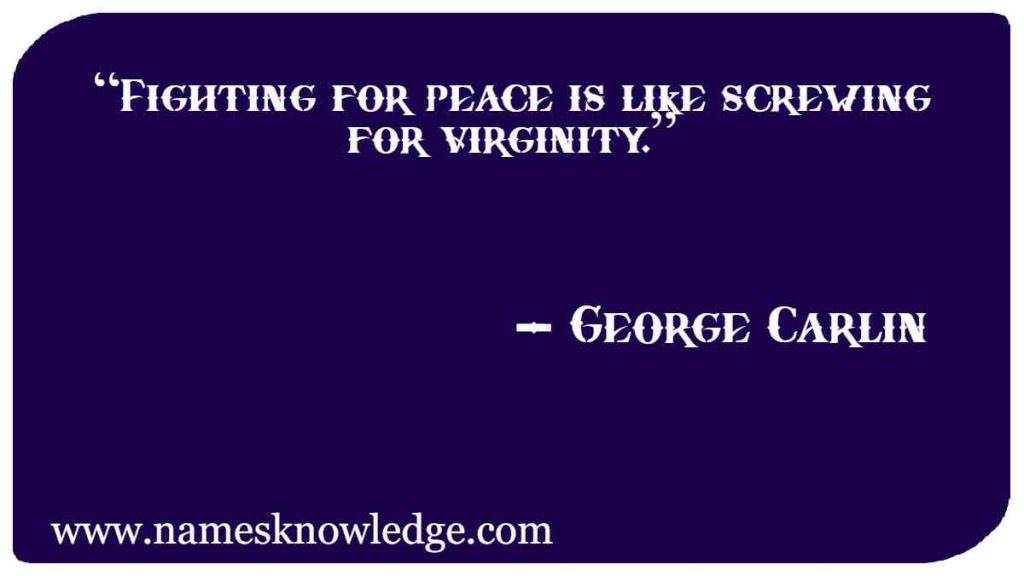“Fighting for peace is like screwing for virginity.”