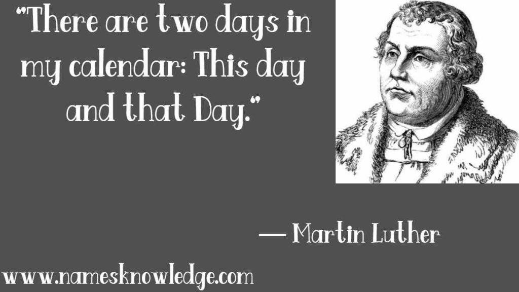 Martin Luther Quotes - “There are two days in my calendar: This day and that Day.”